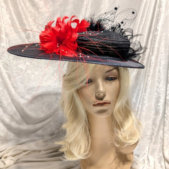 Dramatic Black and Red Hat - Picture 1 of 4